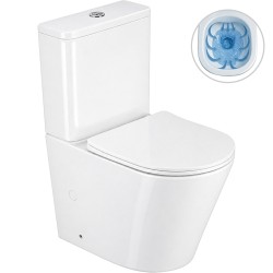 CERANO - WC kombi Carlito, Rimless - DualFlush + Slim/UF sedátko - spodný/zadný odpad - biela lesklá - 61x36,5 (CER-417383)
