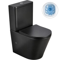 CERANO - WC kombi Carlito, Rimless - DualFlush + Slim / UF sedátko - spodný / zadný odpad - čierna matná - 61x36,5 (CER-433866)