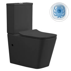 CERANO - WC kombi Forte, Rimless + Slim / UF sedátko - spodný / zadný odpad - čierna matná - 64x36 (CER-538768)