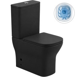 CERANO - WC kombi Hugo, Rimless + Slim/UF sedátko - spodný/zadný odpad - čierna matná - 63,5x35,5 (CER-538762)