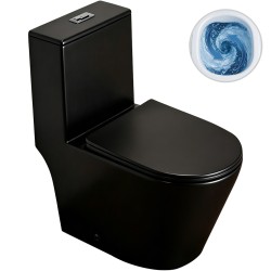 CERANO - WC kombi Marmo, Double Vortex + Slim/UF sedátko - spodný/zadný odpad - čierna matná - 70x36 (CER-680361)