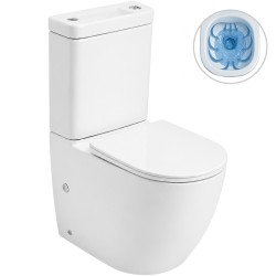CERANO - WC kombi s umývadlom Cesso, Rimless - bezokrajové splachovanie + UF sedátko - spodný/zadný odpad - biela lesklá - 61,8x38 (CER-680362)