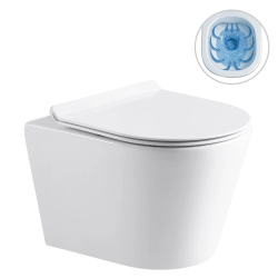 CERANO - WC závesné Carlito, Rimless + Slim/UF sedátko - biela lesklá - 48,5x36,5 (CER-417380)