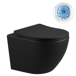 CERANO - WC závesné Cesso, Rimless + Slim/UF sedátko - čierna matná - 49x36 (CER-417350)