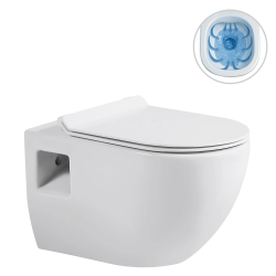 CERANO - WC závesné Dure, Rimless + Slim/UF sedátko - biela lesklá - 51x35 (CER-650938)