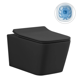 CERANO - WC závesné Forte, Rimless + Slim/UF sedátko - čierna matná - 51x36 (CER-538750)