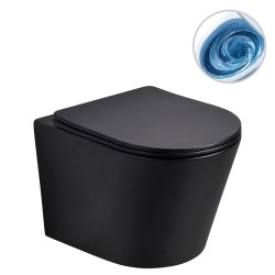 CERANO - WC závesné Hugo, Vortex Rimless + Slim/UF sedátko - čierna matná - 53x36 (CER-680364)