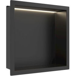 CERANO - Zápustná polička/nika do obkladu s LED osvetlením - čierna matná - 30x30x10 (CER-002626)