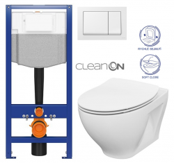 CERSANIT predstenový inštalačný systém s bielym tlačidlom K97-516 + WC CERSANIT CLEANON MODUO + SEDADLO (K97-526 516 MO1)