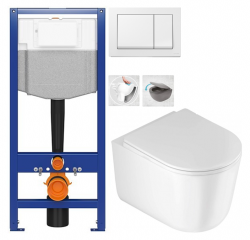 CERSANIT predstenový inštalačný systém s bielym tlačidlom K97-516 + WC DEANTE Jasmin so sedadlom RIMLESS (K97-526 516 JA1)