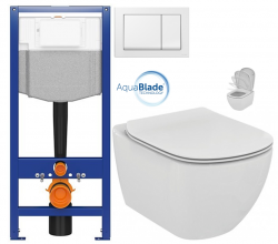 CERSANIT predstenový inštalačný systém s bielym tlačidlom K97-516 + WC Ideal Standard Tesi so sedadlom SoftClose, AquaBlade (K97-526 516 TE1)