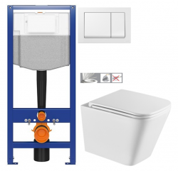 CERSANIT predstenový inštalačný systém s bielym tlačidlom K97-516 + WC INVENA FLORINA WITH SOFT  se sedlem RIMLESS (K97-526 516 FL1)