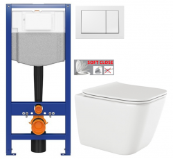 CERSANIT predstenový inštalačný systém s bielym tlačidlom K97-516 + WC INVENA PAROS  + SEDADLO (K97-526 516 RO1)