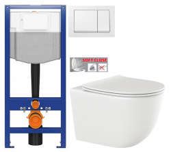 CERSANIT predstenový inštalačný systém s bielym tlačidlom K97-516 + WC INVENA TINOS  + SEDADLO (K97-526 516 NO1)