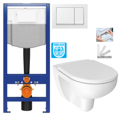 CERSANIT predstenový inštalačný systém s bielym tlačidlom K97-516 + WC JIKA LYRA PLUS RIMLESS + SEDADLO duraplastu SLOWCLOSE (K97-526 516 LY2)