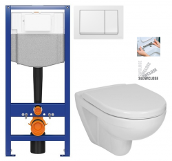 CERSANIT predstenový inštalačný systém s bielym tlačidlom K97-516 + WC JIKA LYRA PLUS + SEDADLO duraplastu SLOWCLOSE (K97-526 516 LY5)