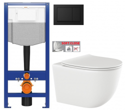 CERSANIT predstenový inštalačný systém s čiernym tlačidlom K97-0574 + WC INVENA TINOS  + SEDADLO (K97-526 0574 NO1)