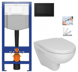 CERSANIT predstenový inštalačný systém s čiernym tlačidlom K97-0574 + WC JIKA LYRA PLUS + SEDADLO duraplastu SLOWCLOSE (K97-526 0574 LY5)