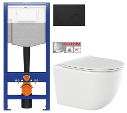 CERSANIT predstenový inštalačný systém s čiernym tlačidlom K97-0637 + WC INVENA TINOS  + SEDADLO (K97-526 0637 NO1)