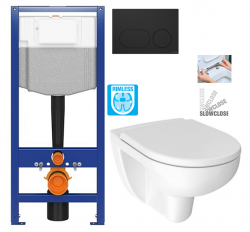 CERSANIT predstenový inštalačný systém s čiernym tlačidlom K97-0637 + WC JIKA LYRA PLUS RIMLESS + SEDADLO duraplastu SLOWCLOSE (K97-526 0637 LY2)