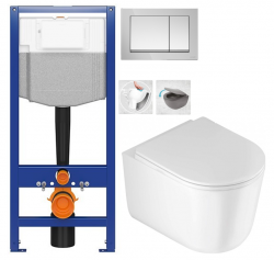 CERSANIT predstenový inštalačný systém s tlačidlom chrom K97-509 + WC DEANTE Jasmin so sedadlom RIMLESS (K97-526 509 JA1)