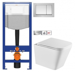 CERSANIT predstenový inštalačný systém s tlačidlom chrom K97-509 + WC INVENA FLORINA WITH SOFT  se sedlem RIMLESS (K97-526 509 FL1)
