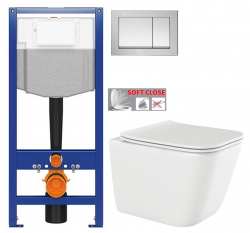 CERSANIT predstenový inštalačný systém s tlačidlom chrom K97-509 + WC INVENA PAROS  + SEDADLO (K97-526 509 RO1)
