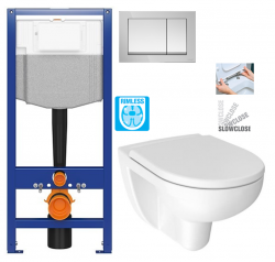 CERSANIT predstenový inštalačný systém s tlačidlom chrom K97-509 + WC JIKA LYRA PLUS RIMLESS + SEDADLO duraplastu SLOWCLOSE (K97-526 509 LY2)