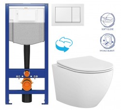 CERSANIT/S - CERSANIT predstenový inštalačný systém s bielym tlačidlom K97-516 + WC CERSANIT DESSE VORTEX + SEDADLO (K97-526 516 ES1)
