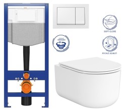 CERSANIT/S - CERSANIT predstenový inštalačný systém s bielym tlačidlom K97-516 + WC CERSANIT INTRO PRO OVAL /vírivé splachovanie/ + sedadlo (K97-526 516 IR1)