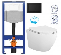 CERSANIT/S - CERSANIT predstenový inštalačný systém s čiernym tlačidlom K97-0574 + WC CERSANIT DESSE VORTEX + SEDADLO (K97-526 0574 ES1)