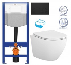 CERSANIT/S - CERSANIT predstenový inštalačný systém s čiernym tlačidlom K97-0637 + WC CERSANIT DESSE VORTEX + SEDADLO (K97-526 0637 ES1)