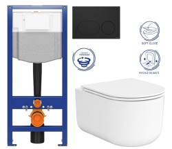 CERSANIT/S - CERSANIT predstenový inštalačný systém s čiernym tlačidlom K97-0637 + WC CERSANIT INTRO PRO OVAL /vírivé splachovanie/ + sedadlo (K97-526 0637 IR1)