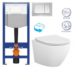 CERSANIT/S - CERSANIT predstenový inštalačný systém s tlačidlom chrom K97-509 + WC CERSANIT DESSE VORTEX + SEDADLO (K97-526 509 ES1)