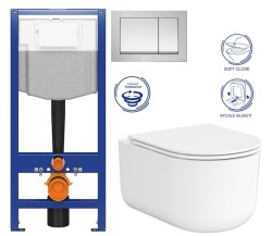 CERSANIT/S - CERSANIT predstenový inštalačný systém s tlačidlom chrom K97-509 + WC CERSANIT INTRO PRO OVAL /vírivé splachovanie/ + sedadlo (K97-526 509 IR1)