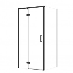 CERSANIT - SET C115 Sprchovací kút Larga, ľavý, 100x80x195, čierny, číre sklo (S601-315)