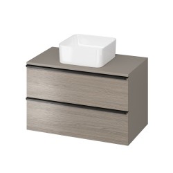 CERSANIT - Skříňka VIRGO 80 šedý dub pod umyvadlo na desku s černými úchyty (S522-031)