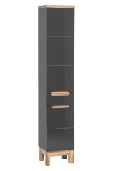 COMAD - Vysoká skrinka 2 dvierka 1 szuflada BALI GRAPHITE (5907611647561)