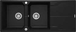 DEANTE - Andante čierna - Granitový drez, 2 - bowl s odkvapkávačom (ZQN_N213)