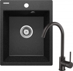 DEANTE - Corio graphite Granitový drez s batériou, 1-miska (ZRCB2103)