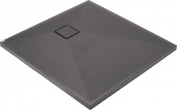 DEANTE - Correo antracit metalic - Granitová sprchová vanička, štvorcová, 90x90 cm (KQR_T41B)