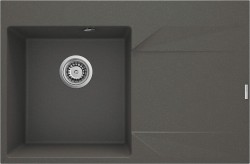 DEANTE - Evora antracitový metalický granitový drez, 1-bowl s odkvapkávacou plochou - vpravo (ZQJ_T11P)