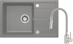 DEANTE - Leda metalic šedý granitový drez s batériou, s ohybným výtokom (ZRDGS113)
