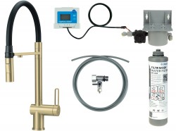 DEANTE - Magnetic batéria kuchynská brúsené zlato, so sadou na filtráciu vody, s elastickou hubicou; (BRMFR75M)