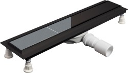 DEANTE - Odtokový žľab Neo, čierny, podlahový, 50 cm - obojstranný (KNS_N05D)