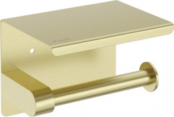 DEANTE - Okrúhly kartáčovaný zlatý držiak na toaletný papier, nástenný - s poličkou (ADR_R221)