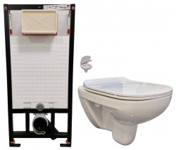 DEANTE Podstavný rám, pre závesné WC misy bez tlačidla + WC bez oplachového kruhu Edge + SEDADLO (CST_WC01 X EG1)