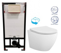 DEANTE Podstavný rám, pre závesné WC misy bez tlačidla + WC CERSANIT DESSE VORTEX /VÍROVÉ SPLACH/  + SEDADLO (CST_WC01 X ES1)