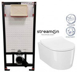 DEANTE Podstavný rám, pre závesné WC misy bez tlačidla + WC CERSANIT INVERTO + SEDADLO duraplastu SOFT-CLOSE (CST_WC01 X IN1)