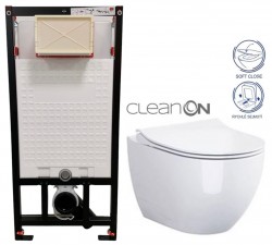 DEANTE Podstavný rám, pre závesné WC misy bez tlačidla + WC CERSANIT ZEN CLEANON + SEDADLO (CST_WC01 X HA1)